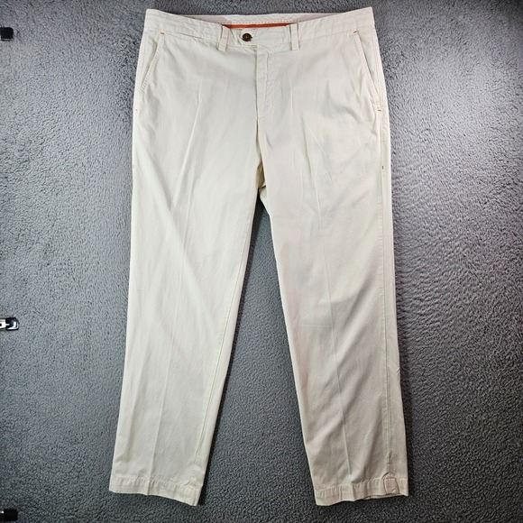 Tommy Bahama Chino Pants Men 36 x 30 Pima Cotton Flat Front Cream - Picture 1 of 11